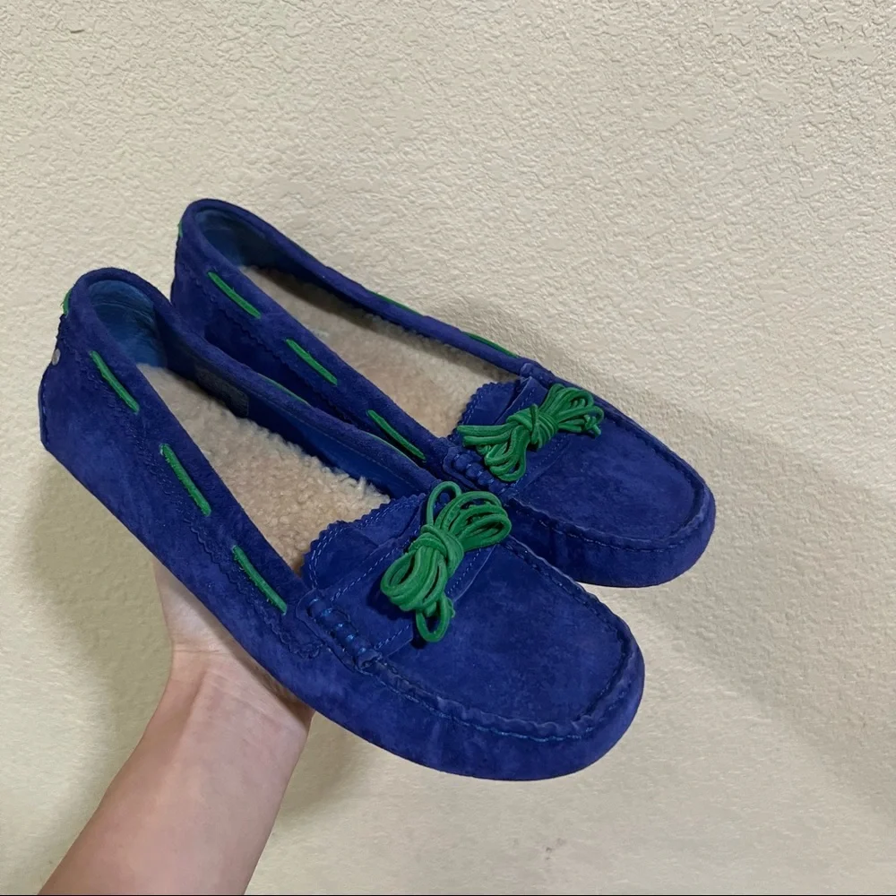 UGG Australia Meen blue green suede driver slippers moccasins shoes